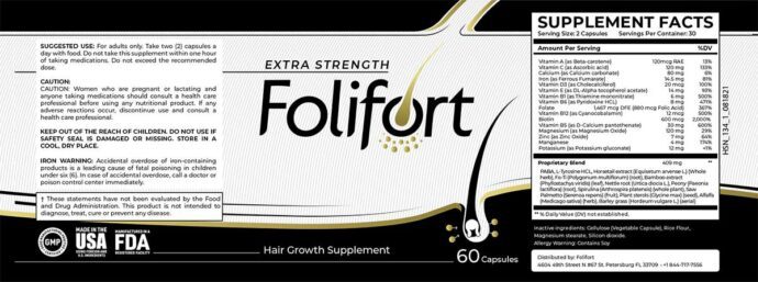 Ingredients in the hair loss supplement, Folifort